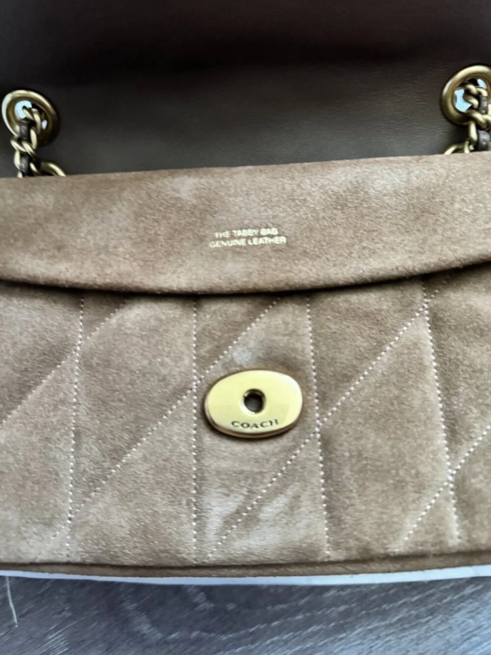 Coach quilted tabby 26 in suede cedar